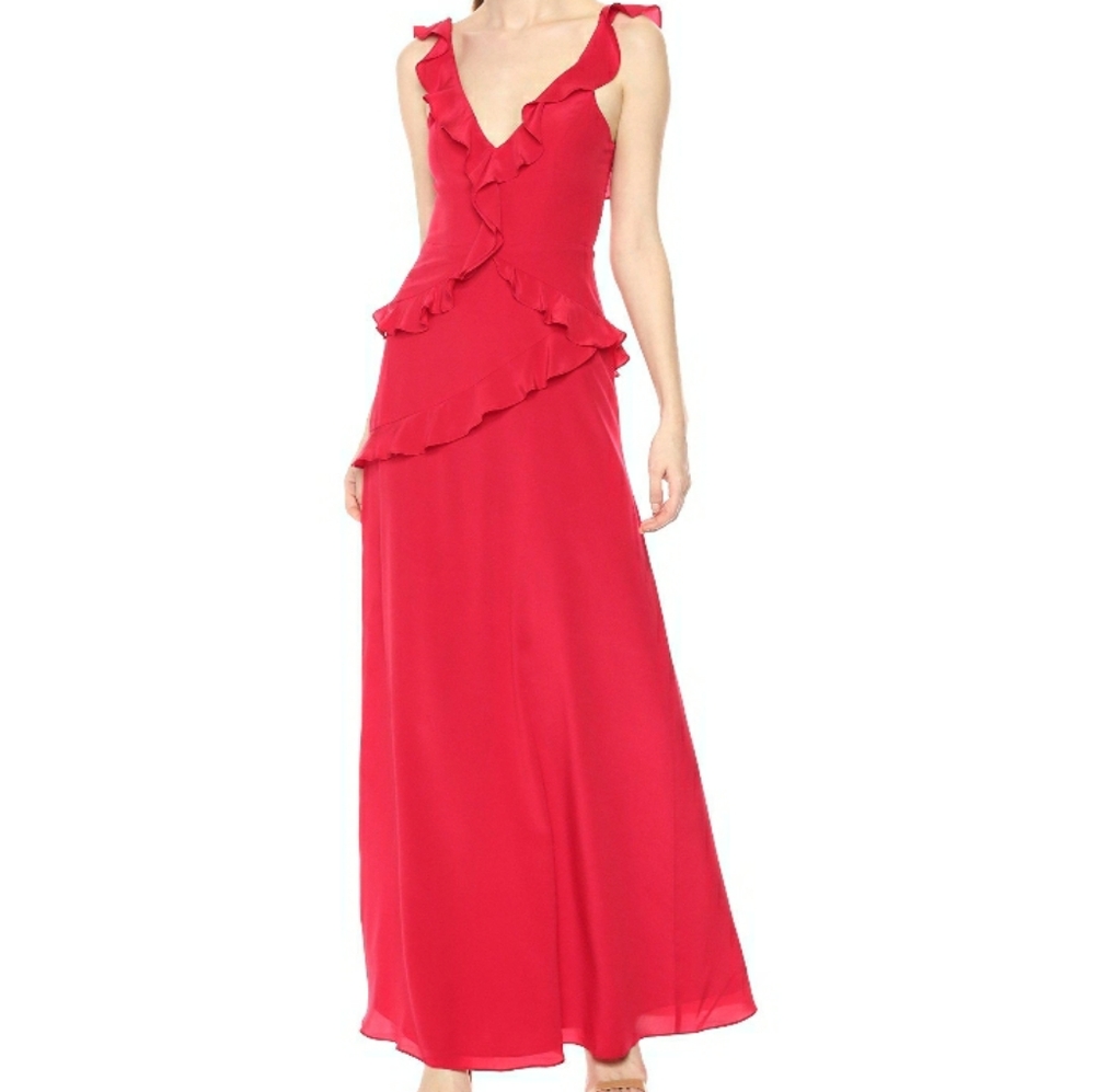 Amanda Uprichard Silk Ruffle Gown Size Medium
